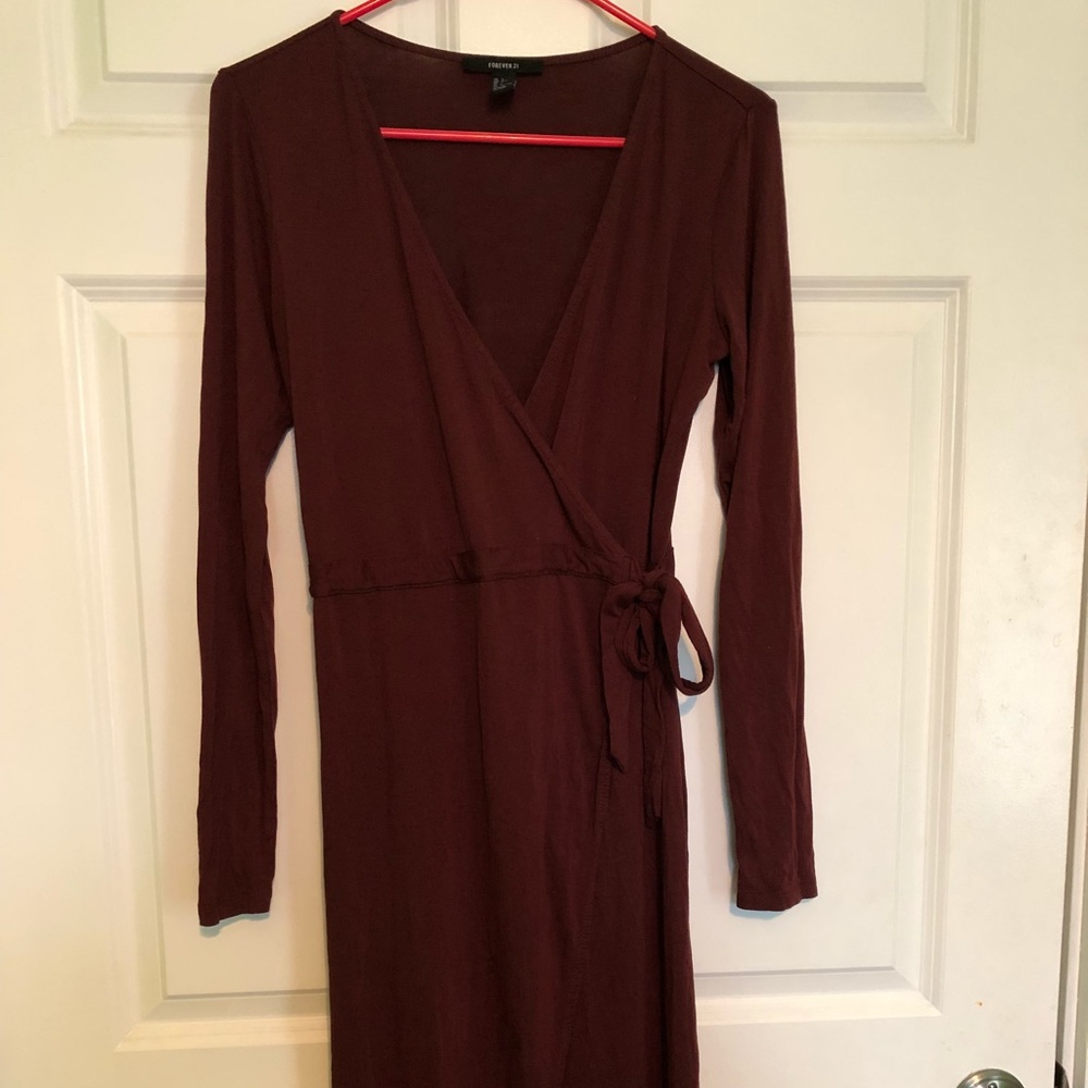 Midi Burgundy Wrap Dress